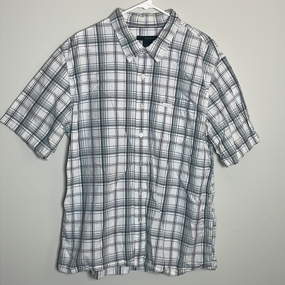 Calvin Klein Jeans Mens short sleeve button down shirt- XL